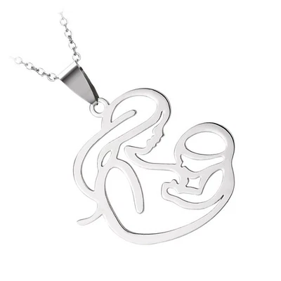  Collana in lega d'argento Embrace Baby Pendant Creative Hollow Out Collana - Immagine 1 di 4