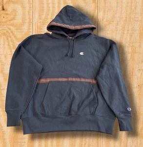 CHAMPION MENS XL REVERSE WEAVE GRAY PURPLE STRIPED HOODIE SWEAT SHIRT - Picture 1 of 14