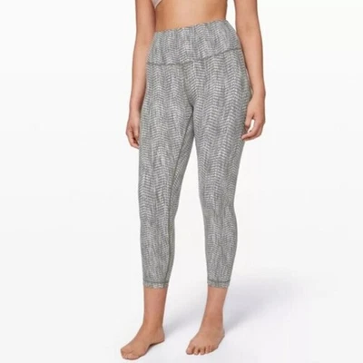 LULULEMON Wunder Under HR 7/8 Tight Tight Arrow Jacquard Grey Size 4 - Image 1 of 4