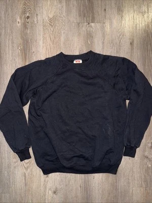 Vintage 90s Hanes Blank Crewneck Sweatshirt Black USA Made Medium Runs Small! - Image 1 of 3