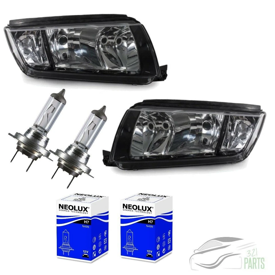 für Skoda Fabia 6Y Scheinwerfer Set RE+LI Chrom Schwarz H7/H3 HELLA TYP+BIRNEN - Bild 1 von 1