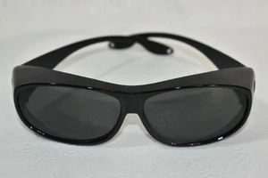 Oversized Black Unisex Sunglasses – Wraparound w/ Side Shields - Picture 1 of 6