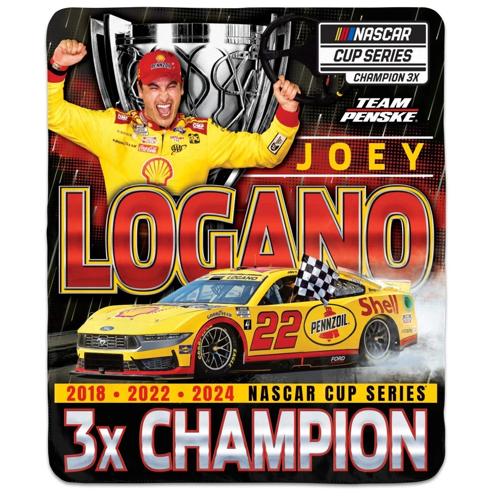 2024 Joey Logano 3X NASCAR Champion 50x60 Winning Image Blanket - Image 1 of 1
