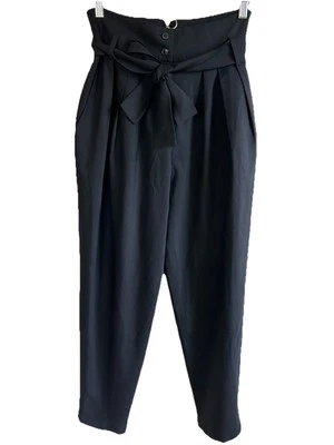 MAX MARA Paperbag Pantalón Mujer 8 Cinturones Negro Lana Plisado Cintura Ultra Alta Foto 1 de 4