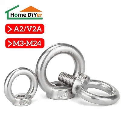 Ringmutter Ringschraube Edelstahl M3 M4 M5 M6 M8 M10 M12 Verzurröse Auge Ring - Bild 1 von 4