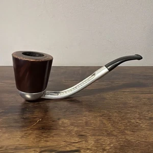 VTG Falcon Smoking Pipe, Aluminum Bent Twist Stem, Dark Brown, Made in England - Picture 1 of 6