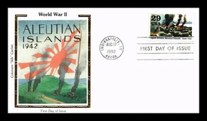 US COVER WWII JAPAN INVADES ALEUTIAN ISLANDS FDC COLORANO SILK CACHET - Picture 1 of 2