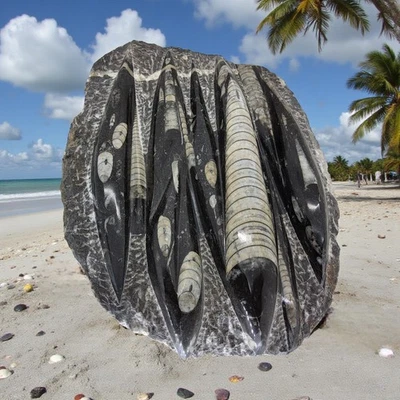 Orthoceras, Fossil, 9.75", plate, display, specimen, straight horn, #R-6839 - Image 1 of 4