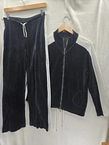 Traje de Pista ESCADA Vintage 2 Piezas Pierna Ancha Negro Blanco Terciopelo Atlético Talla-36/US-6 - Imagen 1 de 16