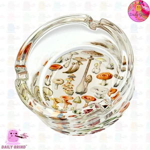 Mushroom Species Heavy Glass Ash Tray Cute Funny Gift Idea - 8.2cm - Picture 1 of 18