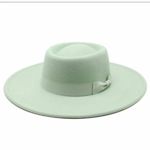 1pc Wide Brim Panama Hats Artificial Wool Fedoras Caps Women Fashion Headwear Ac - Picture 1 of 23