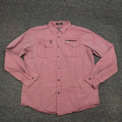 Eighty Eight Shirt Adult Large Red Button Up Long Sleeve Zip Pockets Casual Mens - Image 1 of 4