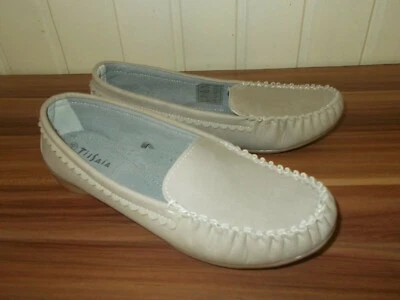 Chaussures mocassins bateaux cuir beige TISSAIA 38 - Photo 1/4