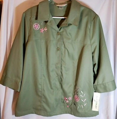 New Allison Daley II Women's Size 24W Green Blazer Jacket Floral MSRP $46 (B4) - Image 1 of 4
