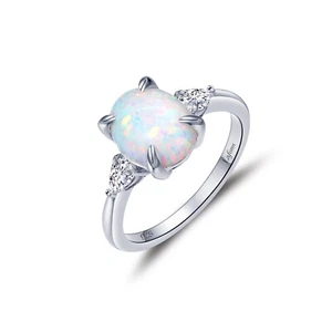 *BRAND NEW* Sterling Silver Platinum-Bonded 2.94CTW Three-Stone Engagement Ring - Picture 1 of 2