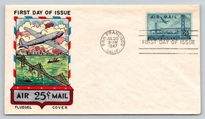 1947 FDC San Francisco Oakland Bay Bridge Airplane Fluegel Aviation 25C Air Mail - Picture 1 of 2