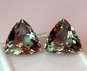 GIE Certified 20 Ct Pair Natural Trillion Cut Zultanite Bi- Color Loose Gemstone