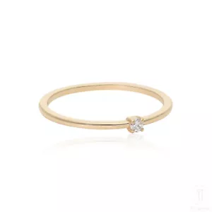 14K Gold 0,03 ct VS/F-G Diamant einfacher Verlobungsring Versprechen - The Jewelz - Bild 1 von 7