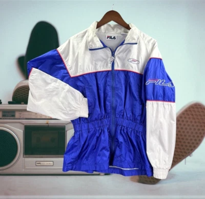 Fila Windbreaker Trench Jacket Womens Large Vintage Rare 80s Cinch Waist Hip-Hop - Image 1 of 4