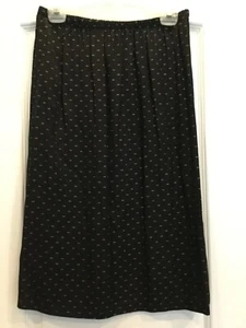 Womens Pull On Skirt Size 14 Black Gold Dots Back Split Elastic Waist F19 - Picture 1 of 7