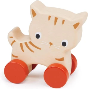 Toys - Kitten on Wheels - Wooden Cat Push Toy for Babies and Toddlers - Natural  - Picture 1 of 12