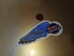 Vtg Harley Davidson Wing Decal Ball Logo Sticker Decal ORIGINAL OLD STOCK BLUE R - Picture 1 of 1