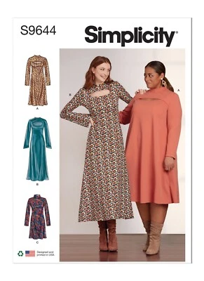 SIMPLICITY 9644 MISSES WOMEN'S KNIT DRESSES Sewing Pattern 10 - 18 & 20W - 28W - Image 1 of 4