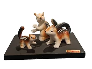 Japan Bone China Vtg Inarco Mounted Chipmunk Squirrel Family Figurines Woodland  - Picture 1 of 8