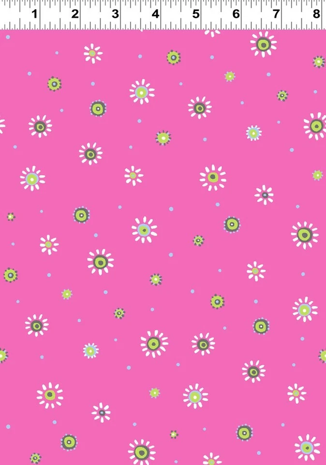 MAMA LAL Sunburst Whimsy Dot Magenta Pink Quilt Fabric Susybee Sold by 1/2 yd - Image 1 of 1