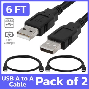 2 Pack High-Speed USB 2.0 Cable 6 ft USB-A Male to Male Cord Printer Hard Drive - Picture 1 of 5