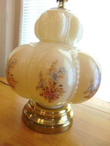 MCM Beaded Bubble Lamp Hollywood Regency Falkenstein Floral Melon Ivory 2 Avail - Picture 1 of 11