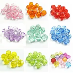 6mm/8mm/10mm/12mm/14mm/16mm/18mm/20mm Transparent Acrylic Big-Faceted Beads - Picture 1 of 45