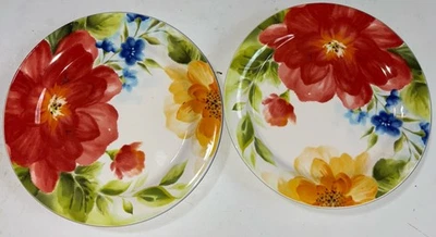 "Juego de 2 platos de ensalada de gres floral Amelia Pier 1 Imports 8-7/8"" múltiples" Foto 1 de 4