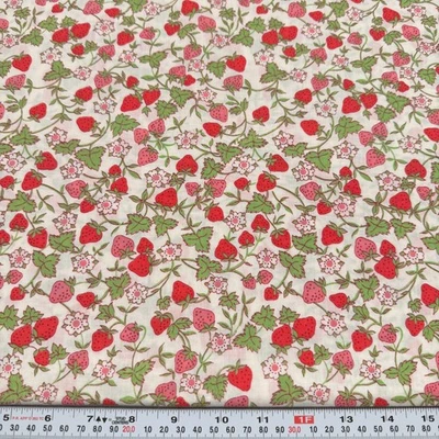 Vintage Strawberries & Florals Unbranded Cotton Fabric by the HALF YARD - Image 1 of 2