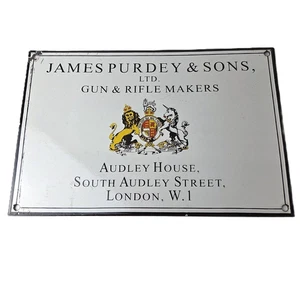 Vintage James Purdey Sign - Hunting Gun Firearm Makers Shot Gas Porcelain Sign - Picture 1 of 14