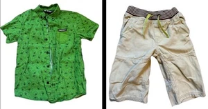 Mini Boden Shorts Sz 9 Adjustable Waist Band & Minecraft Dress Shirt Med Combo - Picture 1 of 7