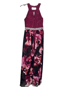 Strampler Mädchen Größe 12 Strass mit langem transparentem Blumenkleid Glitzer rot - Bild 1 von 10