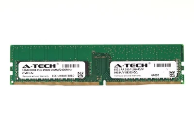 A-Tech 16GB 2Rx8 DDR4 PC4-19200 DDR4-2400 ECC Unbuffered Server Memory P/N: 6521 - Image 1 of 2