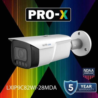 LXIP9C82WI-28MDA IP 8MP/4K 2.8mm 98ft Smart Dual Light Mic WDR Ai Bullet Camera - Image 1 of 4