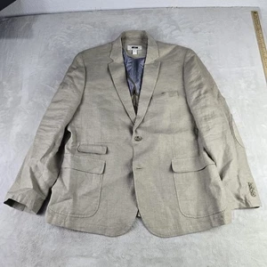 Joseph Abboud Men Tan 100% Linen Safari Style Sport Coat Blazer Sz XL - Picture 1 of 12