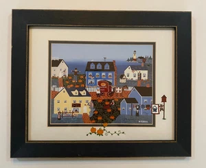 Donna Perkins "Pumpkin Cove" Folk Art Print Signed,Framed, Numbered 16"x13"frame - Picture 1 of 7