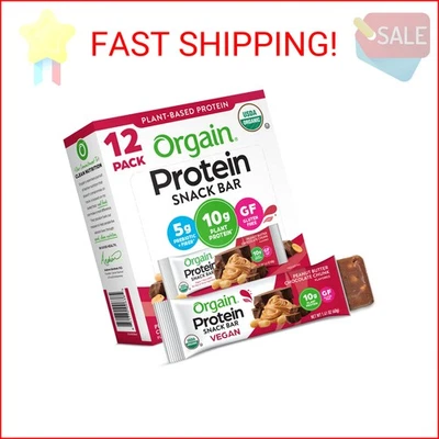 Barritas de proteína vegana orgánica Orgain, trozo de chocolate con mantequilla de maní - 10 g a base de plantas Foto 1 de 2