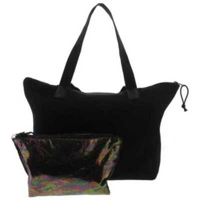 Ideology Womens Mesh Faux Trim Tote Handbag Black Large - Image 1 of 4