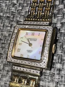 Vintage Anne Klein Watch New York Diamond Swiss 12/1555 Needs Battery 10Diamond - Picture 1 of 9