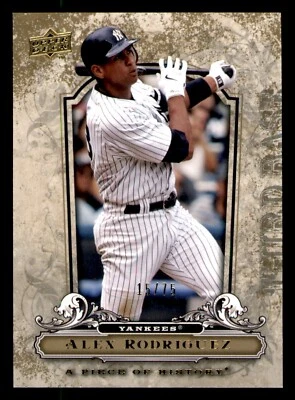 2008 Upper Deck A Piece of History Gold #63 Alex Rodriguez #15/75 - Image 1 of 2