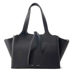 CELINE Trifold Tote Bag Size Small Leather Black 179043 - Picture 1 of 14