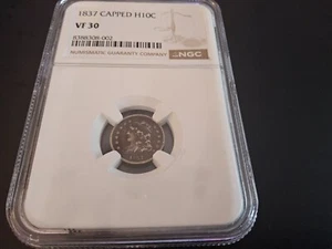 `1837 Bust Silver Half Dime Small 5C Choice VF 30 Certified - Picture 1 of 3