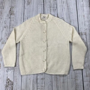 VTG 50S 60S MACYS BUTTON UP CARDIGAN WOMENS KNIT IVORY MADE IN JAPAN SIZE 38 - Picture 1 of 5