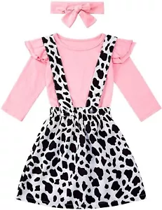 Toddler Girls Outfits 3PCS Long Sleeve Ruffle (Leopard-print,Size:12-24 Mouths) - Picture 1 of 7