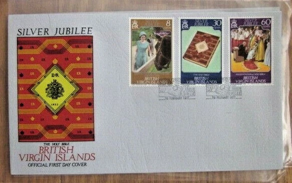 QE2 ELIZABETH SILVER JUBILEE 1977 JUEGO COMPLETO DE 3 SELLOS ISLAS VÍRGENES DE LUJO FDC Foto 1 de 1